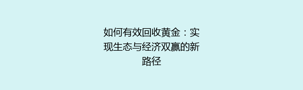 如何有效回收黄金：实现生态与经济双赢的新路径