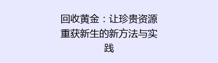 回收黄金：让珍贵资源重获新生的新方法与实践